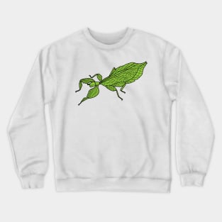 Cute green leaf insect cartoon illustration Crewneck Sweatshirt